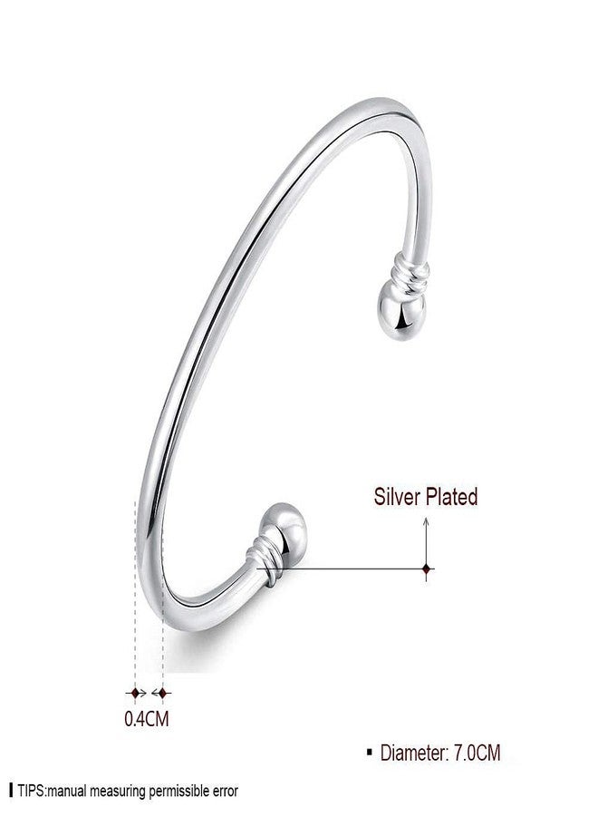 Denchy 925 Silver Bangle Bracelet, Fashion Jewelry Simple Cuff Bangles for Women Mom Wife Valentine Mothers day Gift (1pcs) - Image 2
